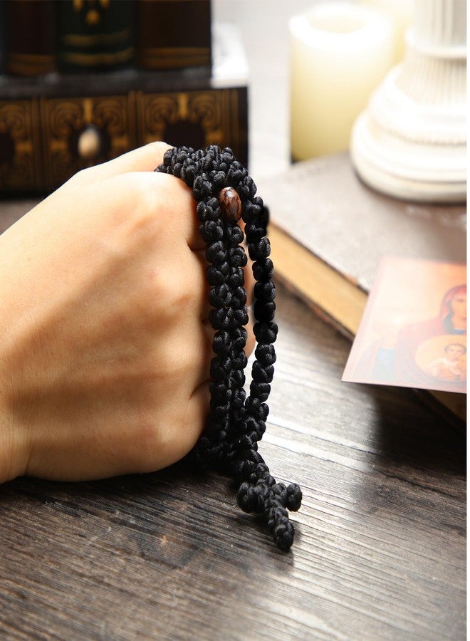 Otuuz Handmade Orthodox Prayer Rope 100 Knots with Braided Cross and Red Beads Orthodox Prayer Rope with Icon of the Mother of God Card Greek Cross Christian Charm Gifts - Image 5